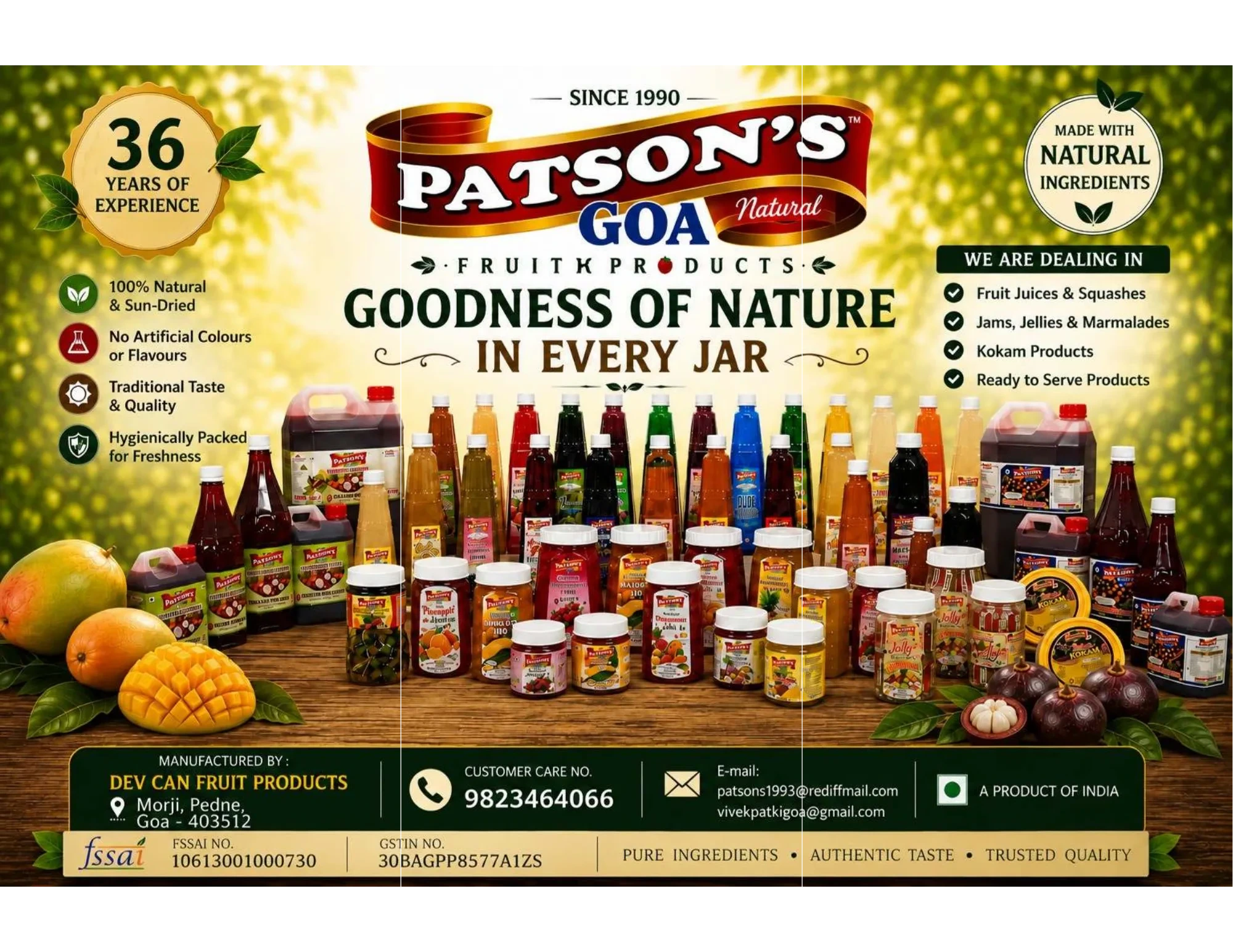 PatSons Foods Goa Wholesale Banner